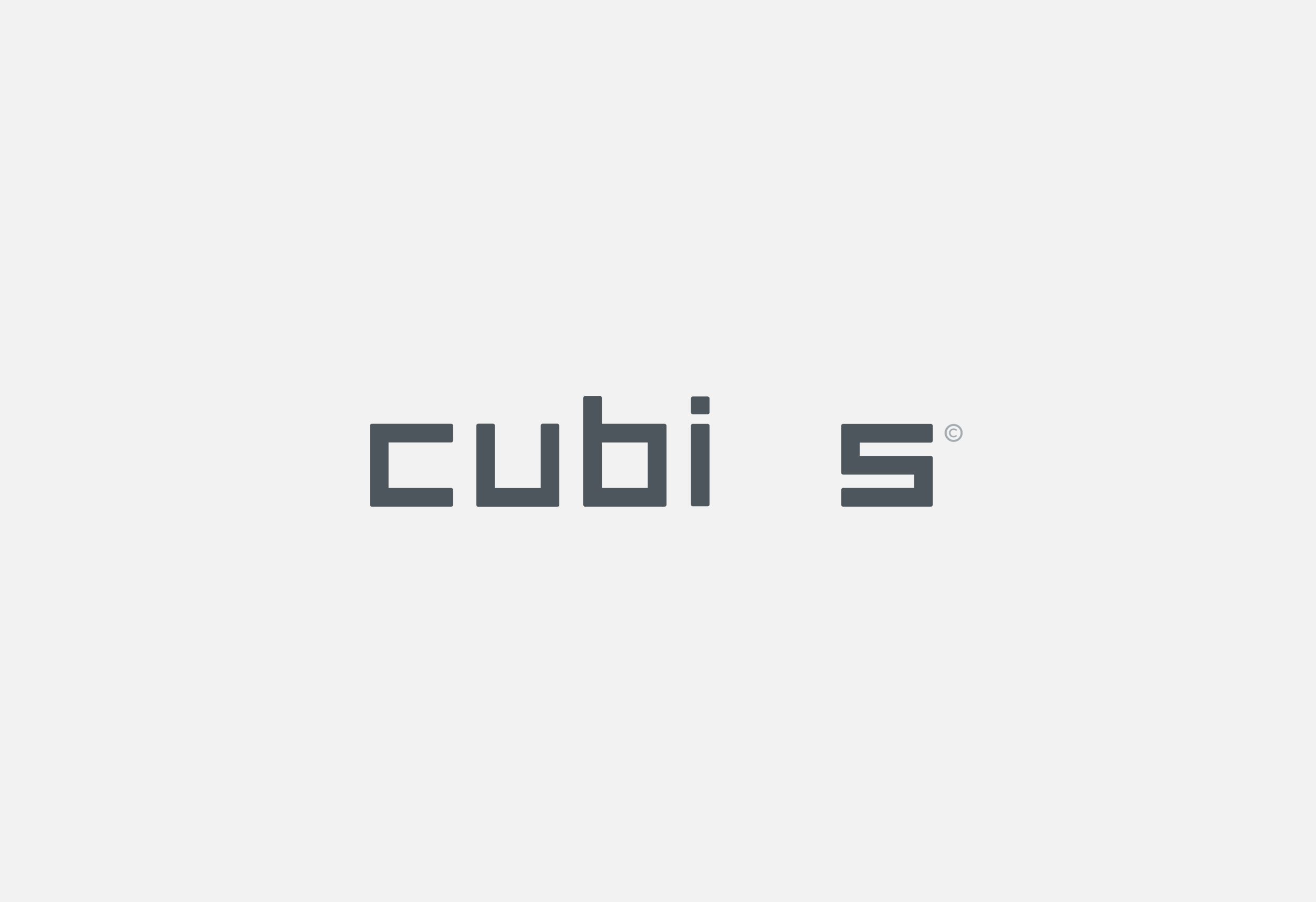 Animerad bild: ordet ”cubies” i mörkgrå versaler på ljusgrå botten, där ett e är utelämnat i första bilden